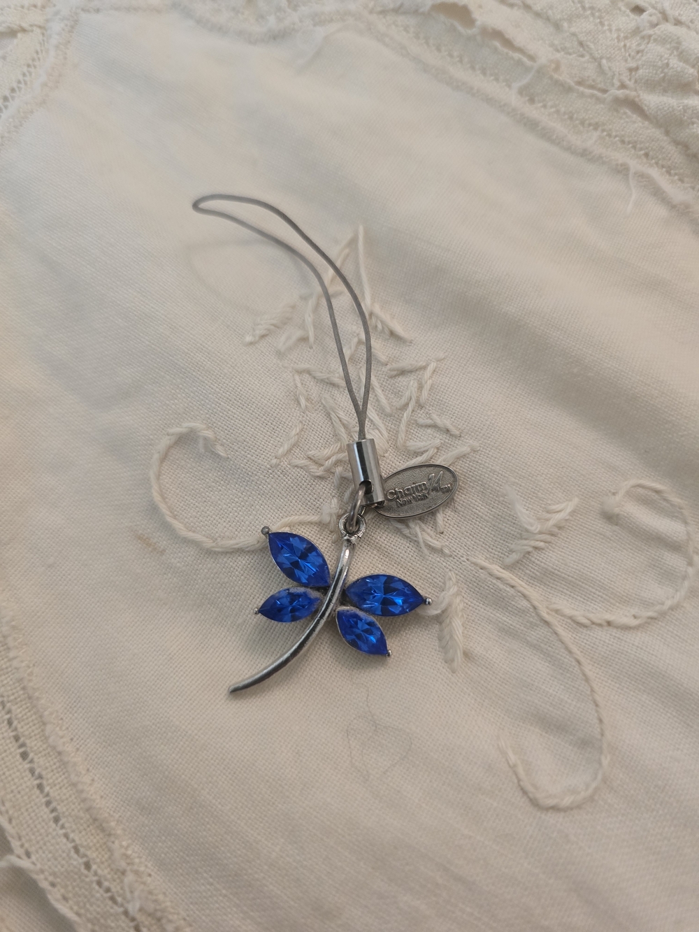 Unbranded Blue Crystal Dragonfly Necklace Charm Strap